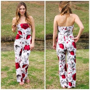 Pants - Floral Jumpsuit Pants - Floral Jumpsuit